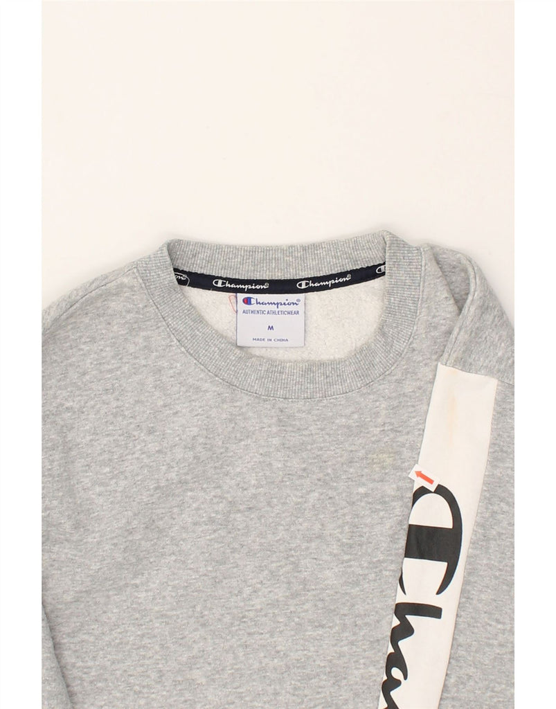 CHAMPION Womens Graphic Crop Sweatshirt Jumper UK 14 Medium Grey | Vintage Champion | Thrift | Second-Hand Champion | Used Clothing | Messina Hembry 