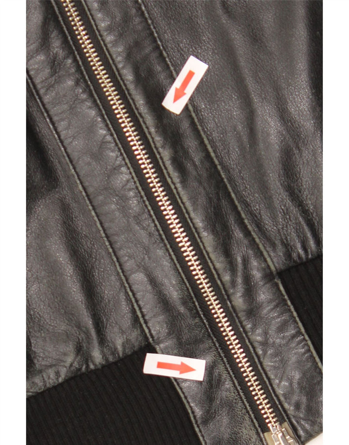 Sasch Womens Crop Leather Jacket UK 14 Medium Black
