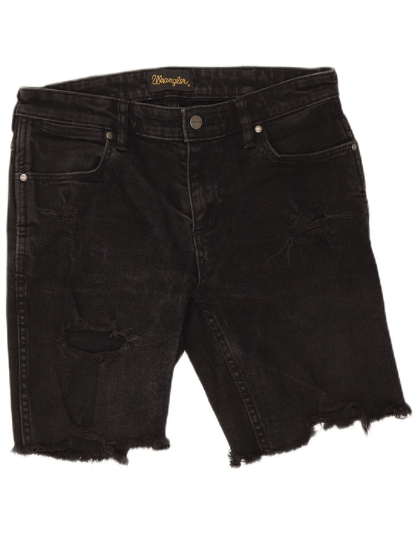 Wrangler Womens Distressed Denim Shorts W30 Medium Black Cotton