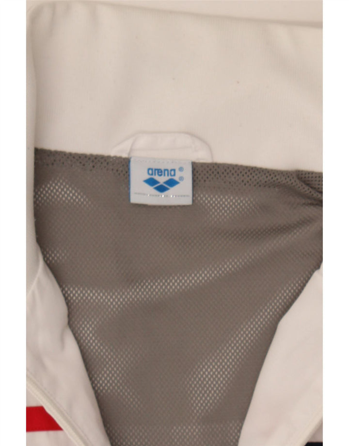 ARENA Mens Tracksuit Top Jacket Large White Striped Polyester Vintage Arena and Second-Hand Arena from Messina Hembry 