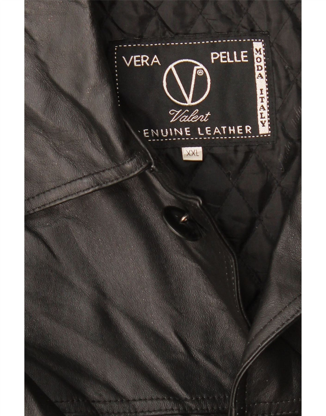 VALENT Mens Leather Jacket UK 44 2XL Black Leather