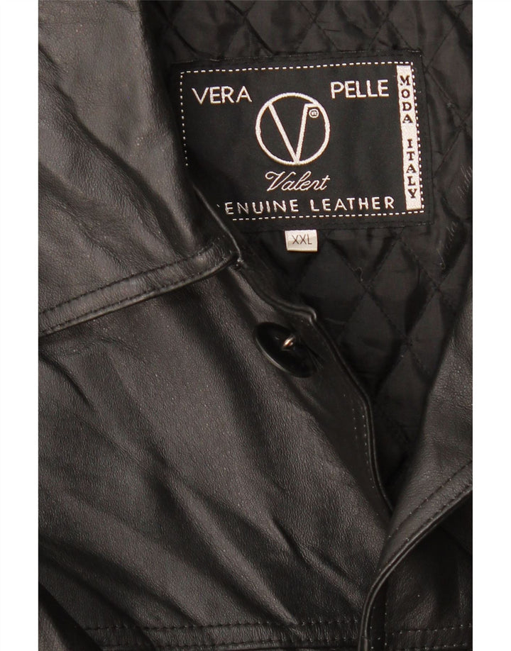 VALENT Mens Leather Jacket UK 44 2XL Black Leather
