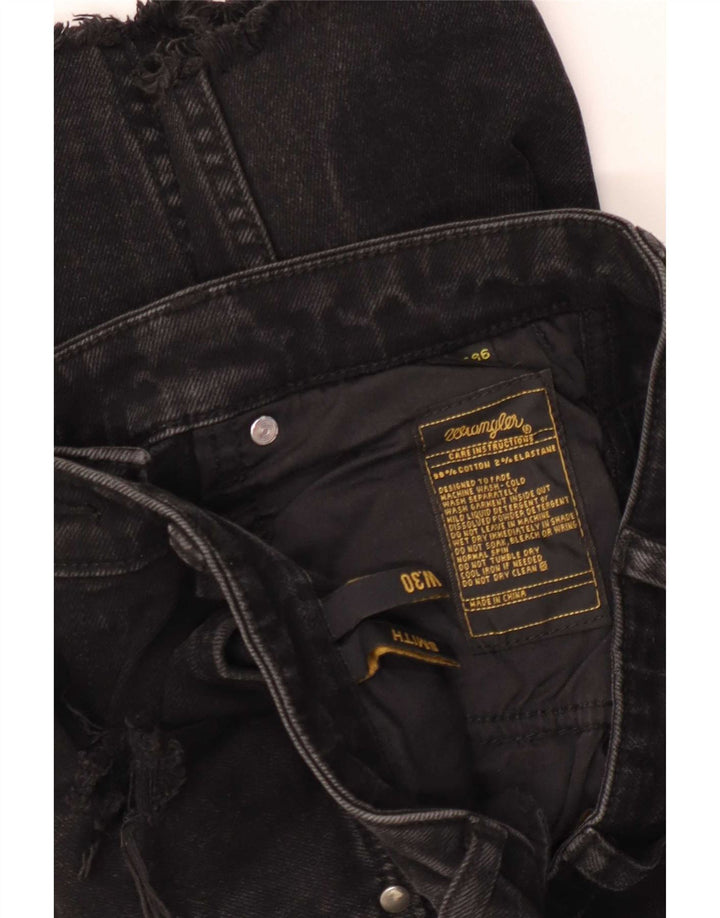 Wrangler Womens Distressed Denim Shorts W30 Medium Black Cotton