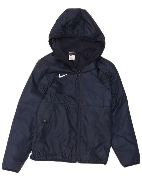 Nike Boys Graphic Hooded Windbreaker Jacket 13-14 Years XL Navy Blue