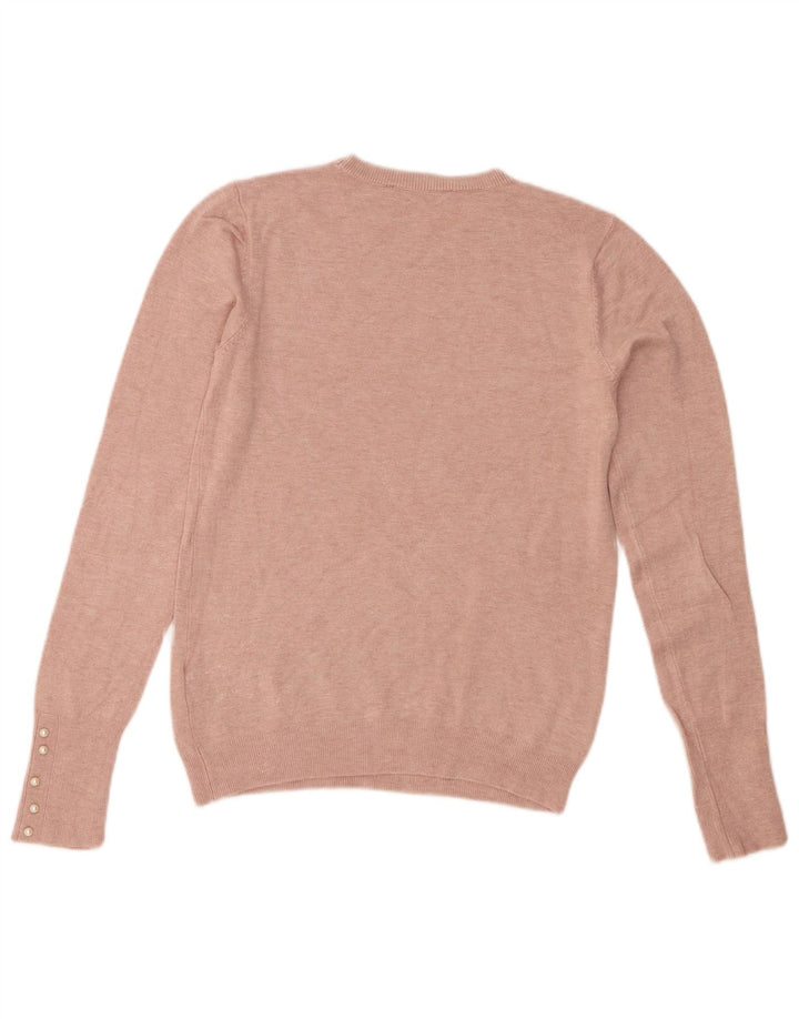 Zara Womens Crew Neck Jumper Sweater UK 12 Medium Pink Viscose