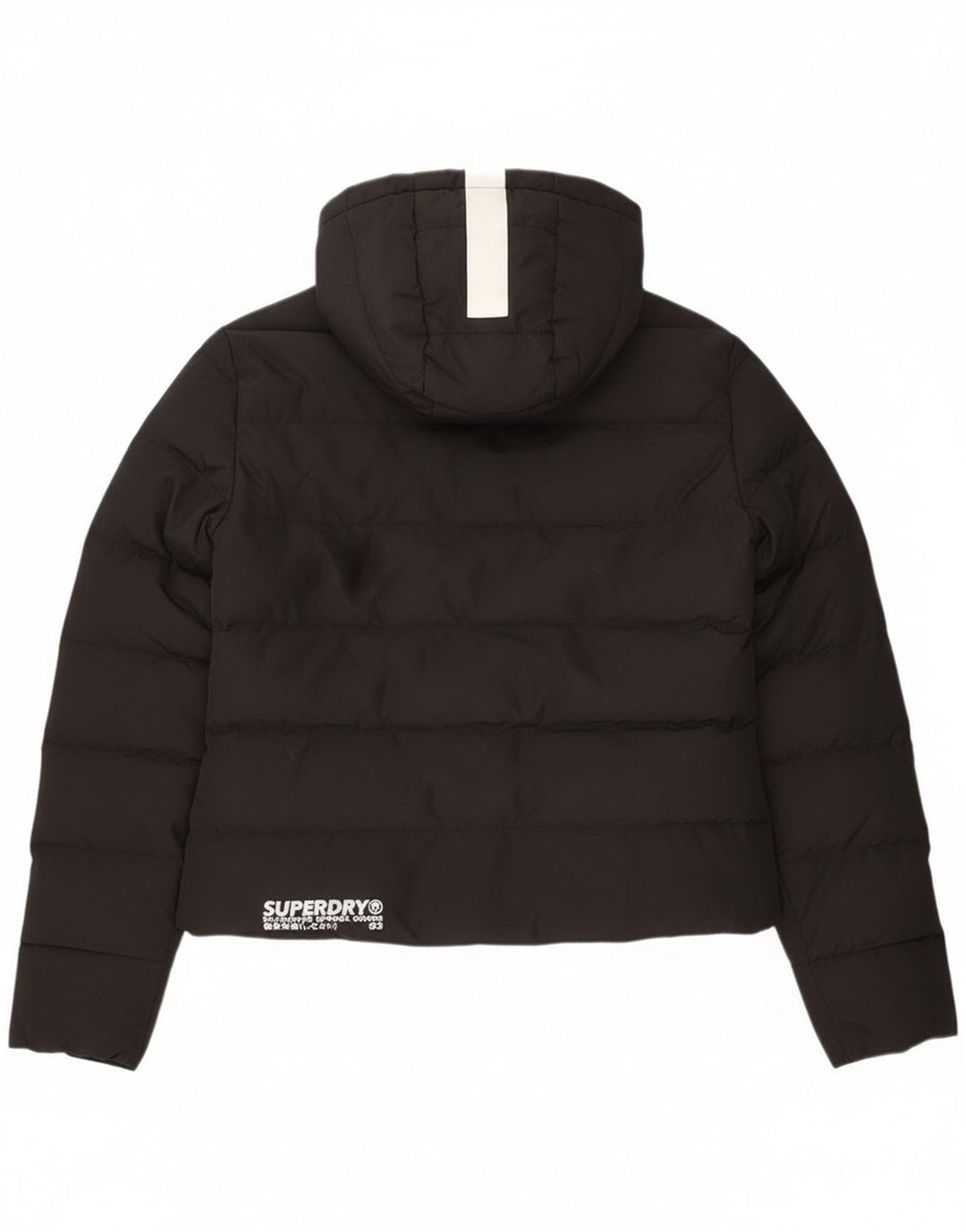 Superdry Womens Oversized Crop Hooded Padded Jacket UK 8 Small Black