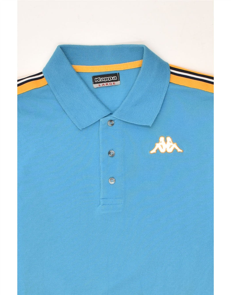 KAPPA Mens Polo Shirt Large Blue Colourblock Cotton | Vintage Kappa | Thrift | Second-Hand Kappa | Used Clothing | Messina Hembry 