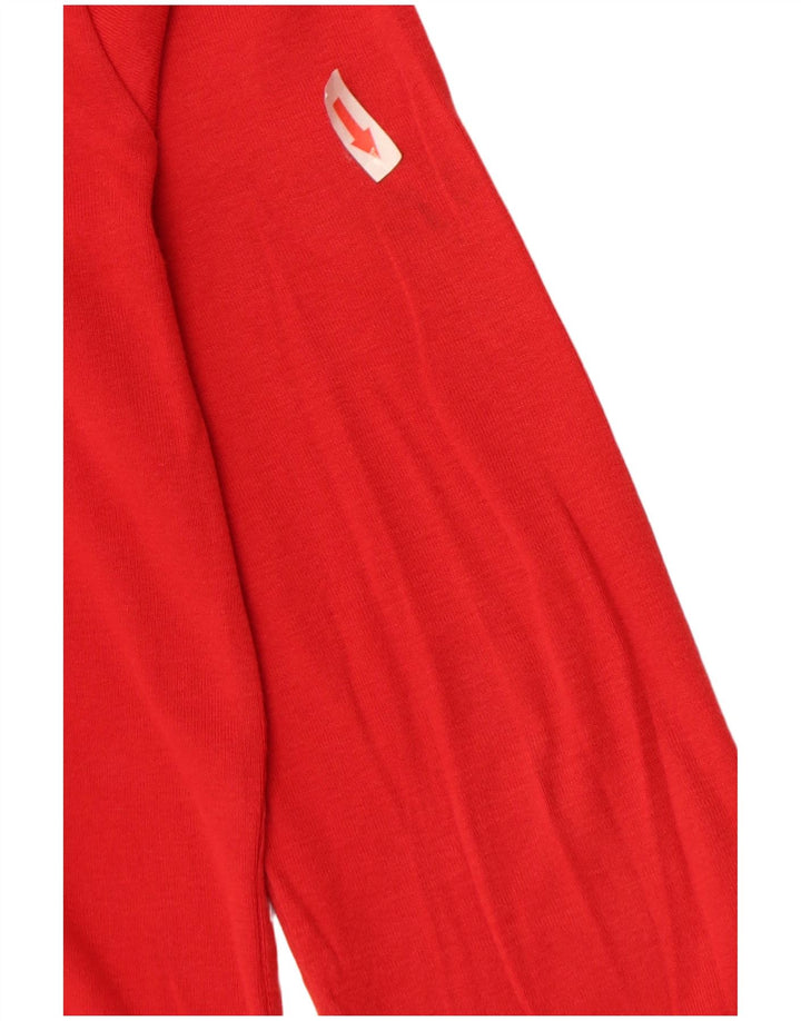 Benetton Womens Crop Top Long Sleeve UK 14 Medium Red
