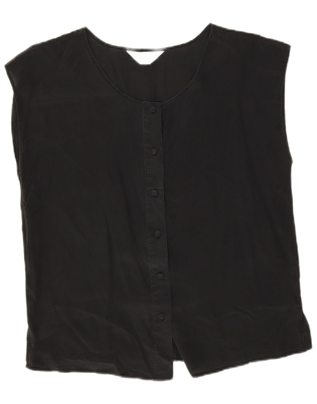 Coocoon Womens Sleeveless Shirt Blouse UK 14 Large Black Silk
