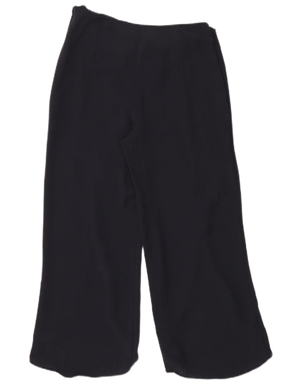 Zara Womens Wide Leg Casual Trousers Small W26 L26 Navy Blue Polyester