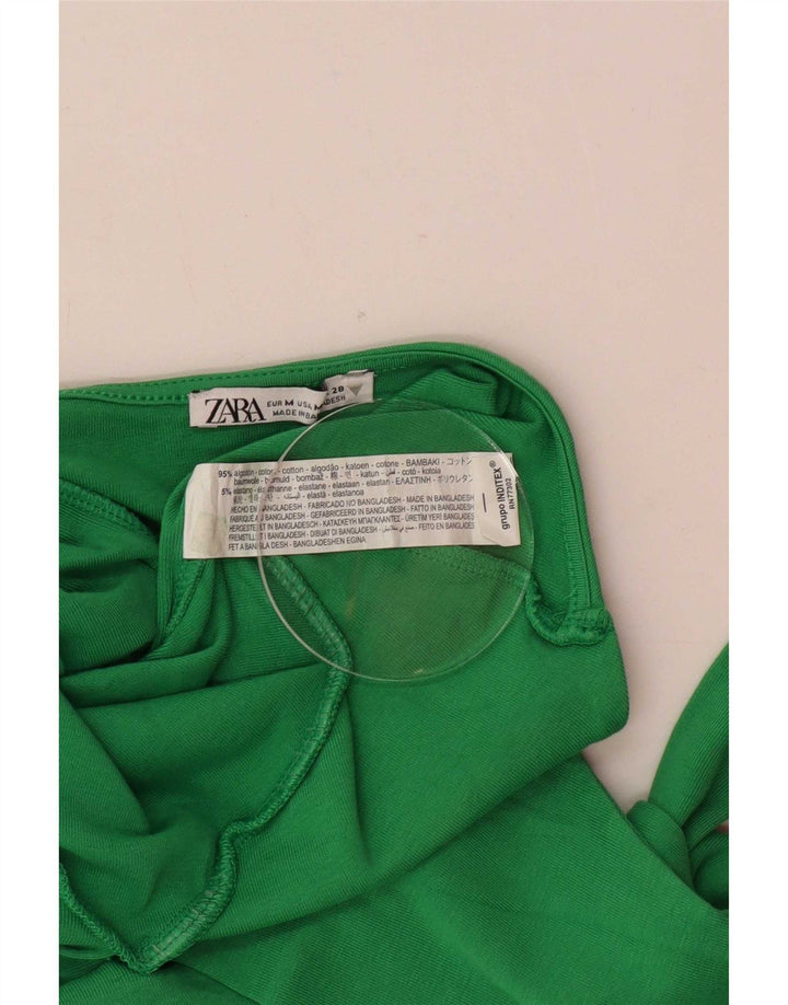 Zara Womens Crop Halter Top UK 12 Medium Green Cotton
