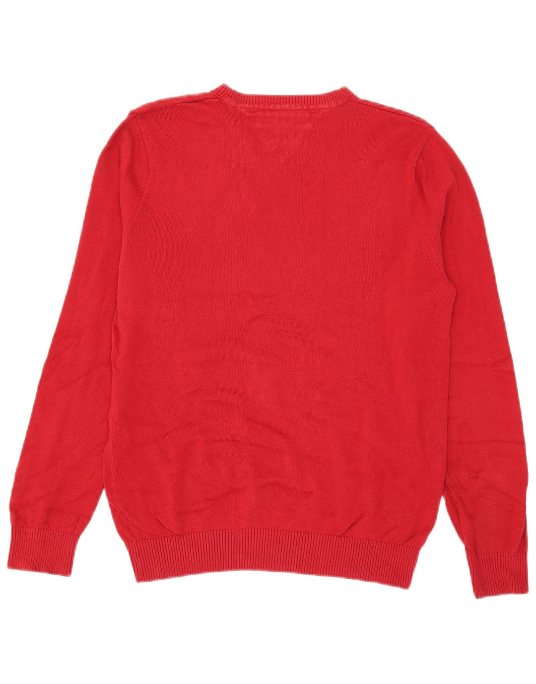 Tommy Hilfiger Mens V-Neck Jumper Sweater Small Red Cotton