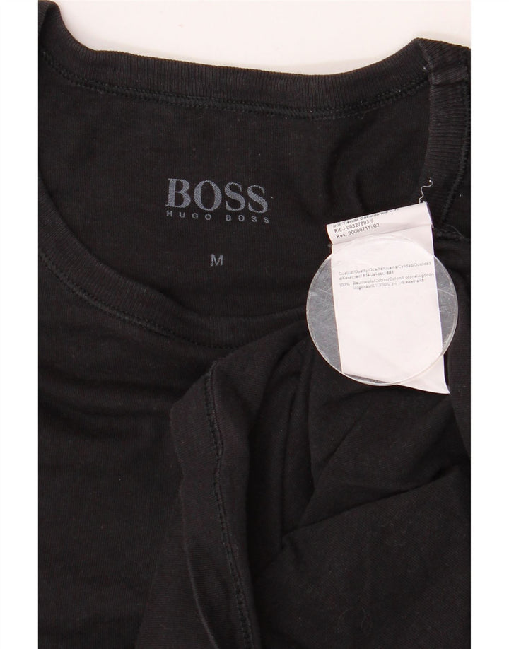 HUGO BOSS Mens T-Shirt Top Medium Black Cotton