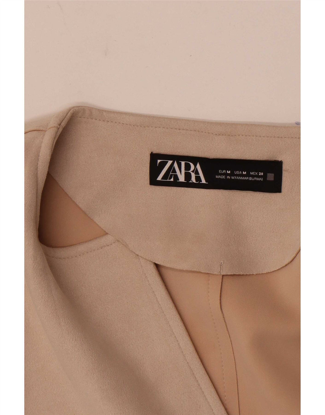 Zara Womens 3/4 Sleeve Open Blazer Jacket UK 14 Medium Beige Striped