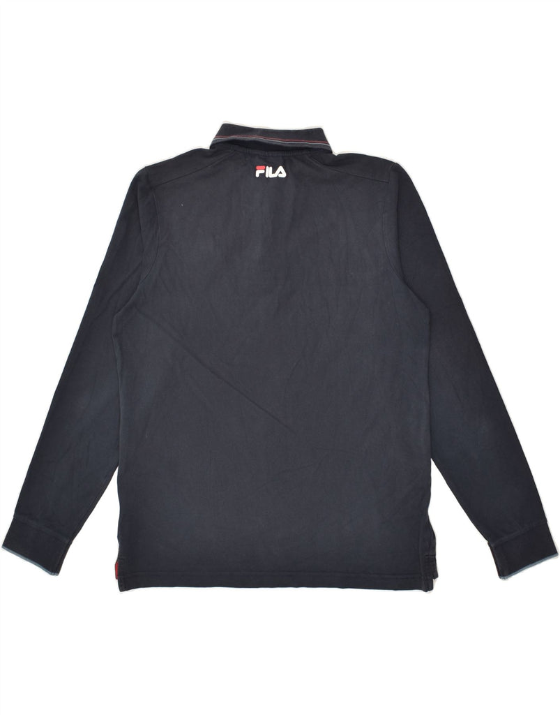 FILA Mens Long Sleeve Polo Shirt Small Navy Blue Cotton | Vintage Fila | Thrift | Second-Hand Fila | Used Clothing | Messina Hembry 