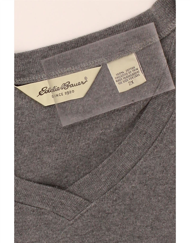 EDDIE BAUER Mens Top Long Sleeve 2XL Grey Cotton Vintage Eddie Bauer and Second-Hand Eddie Bauer from Messina Hembry 