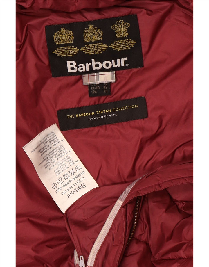 Barbour Womens Hooded Padded Coat UK 14 Large  Burgundy Polyamide
