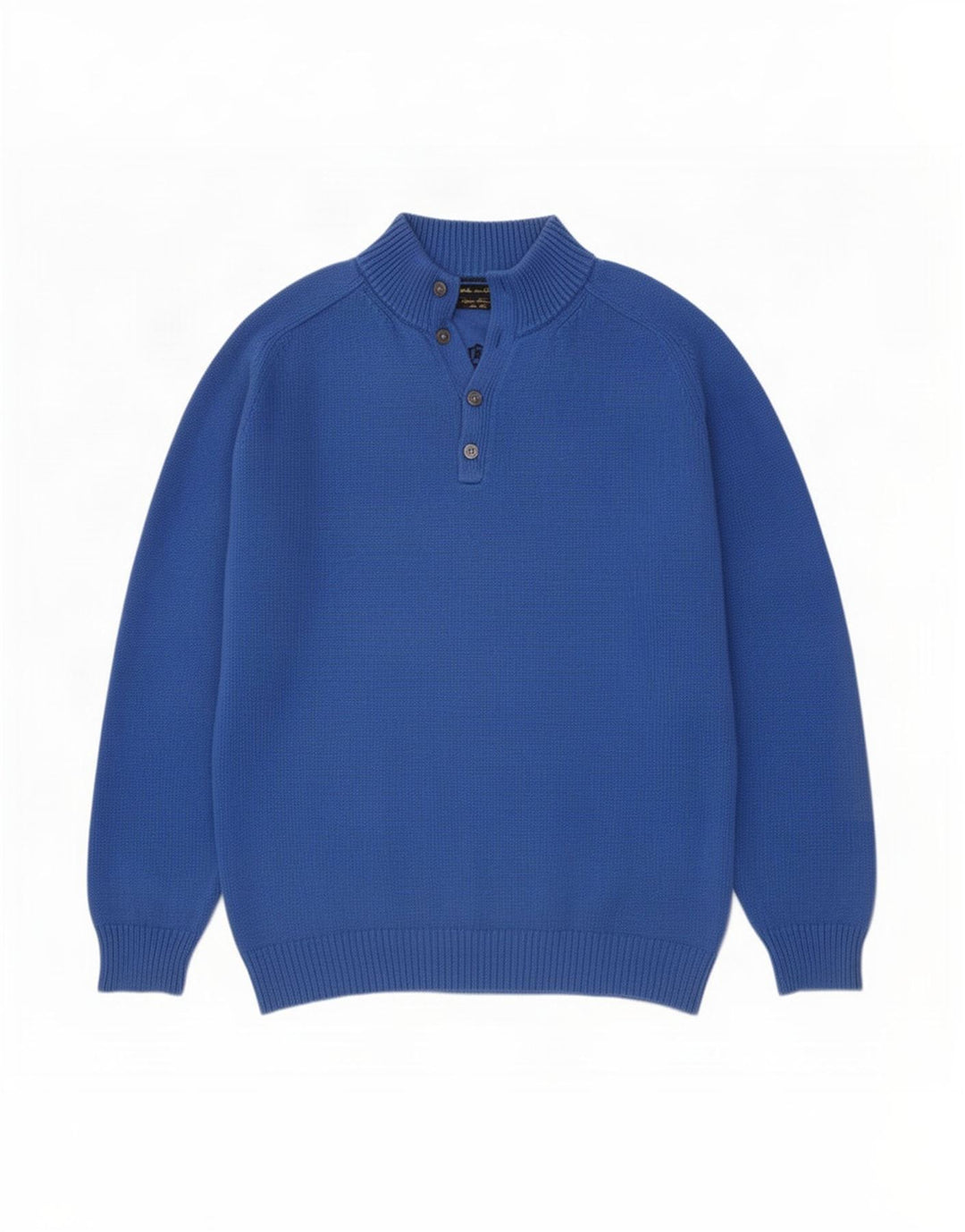 Massimo Dutti Mens Button Neck Jumper Sweater 2XL Blue Cotton