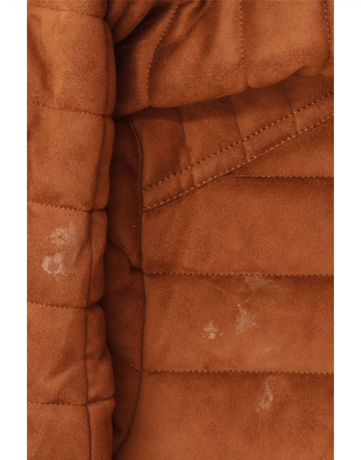 Zara Mens Padded Jacket UK 42 XL Brown Polyester