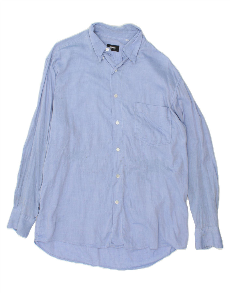 HUGO BOSS Mens Shirt Size 39 Medium Blue Cotton Vintage Hugo Boss and Second-Hand Hugo Boss from Messina Hembry 