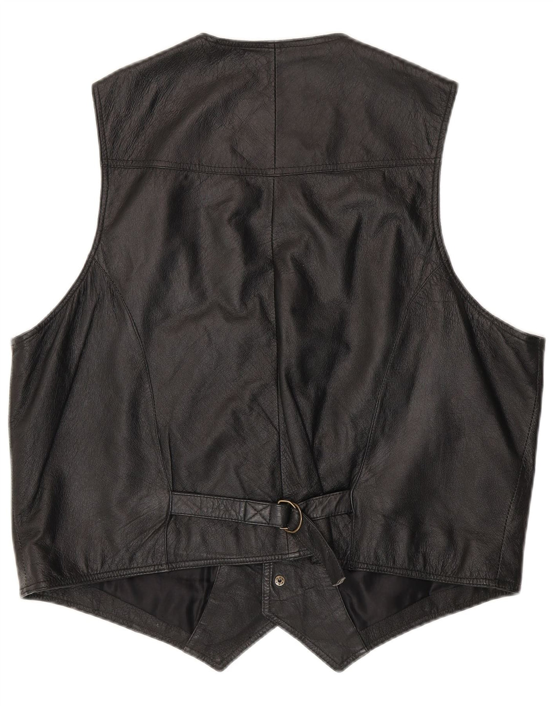 JOHN F GEE Mens Leather Waistcoat IT 56 2XL Black Leather