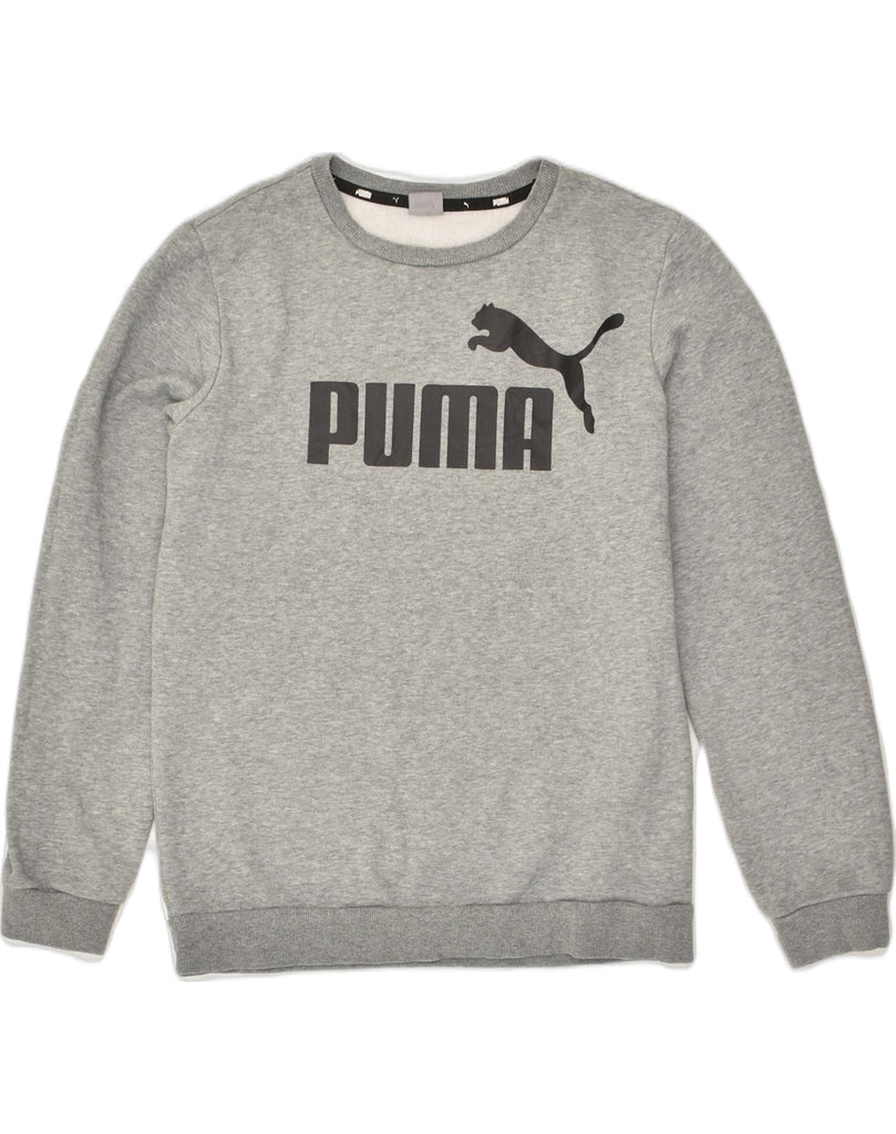 PUMA Boys Graphic Sweatshirt Jumper 15-16 Years 2XL Grey Cotton | Vintage Puma | Thrift | Second-Hand Puma | Used Clothing | Messina Hembry 