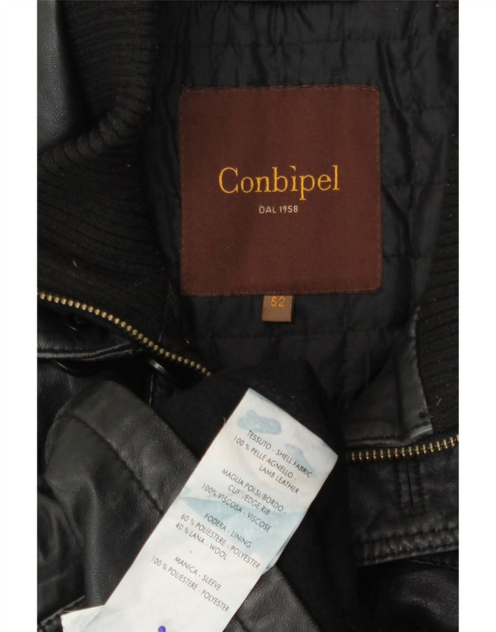 Conbipel Mens Leather Jacket IT 52 XL Black Leather