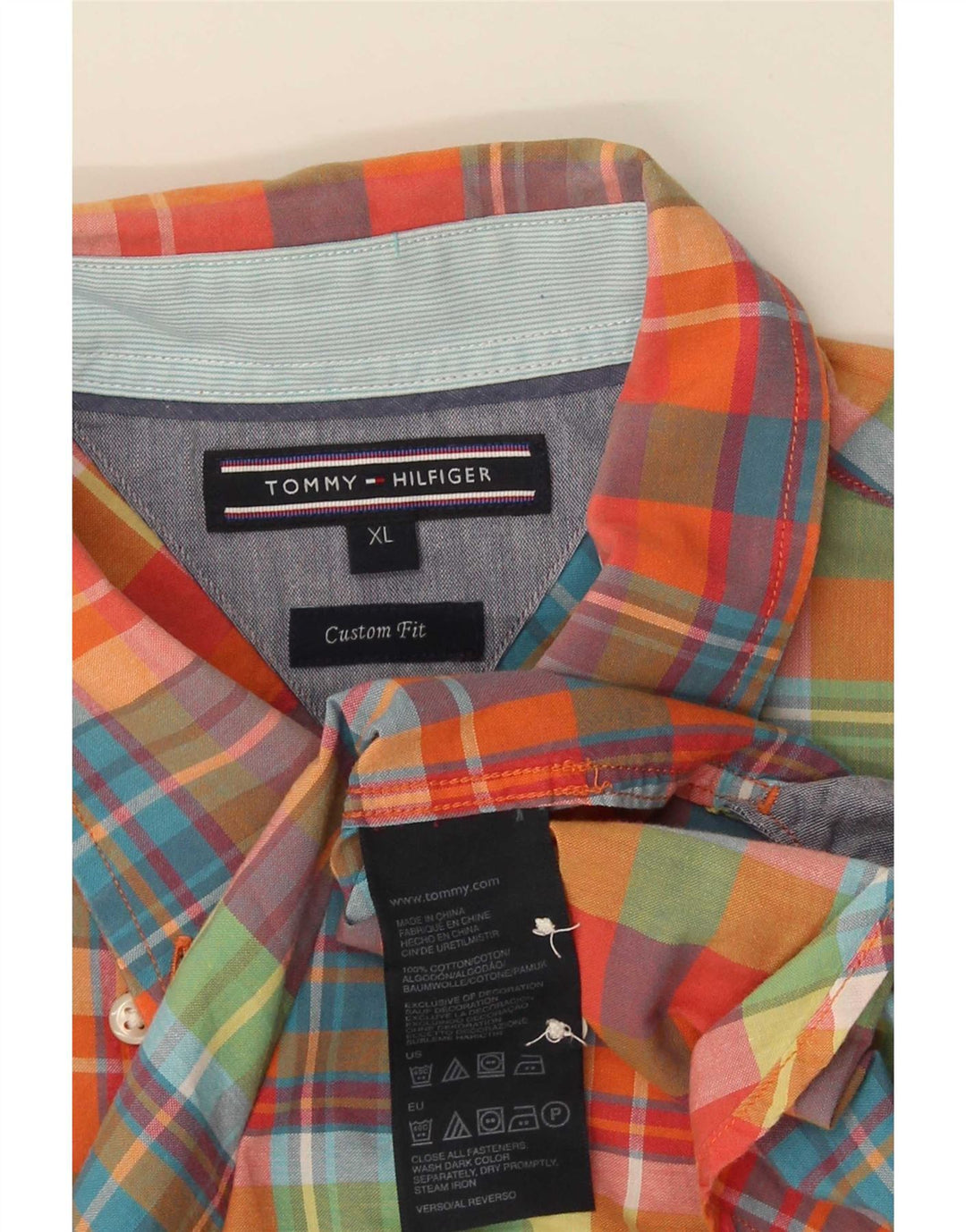 Tommy Hilfiger Mens Short Sleeve Custom Fit Shirt XL Multicoloured Check