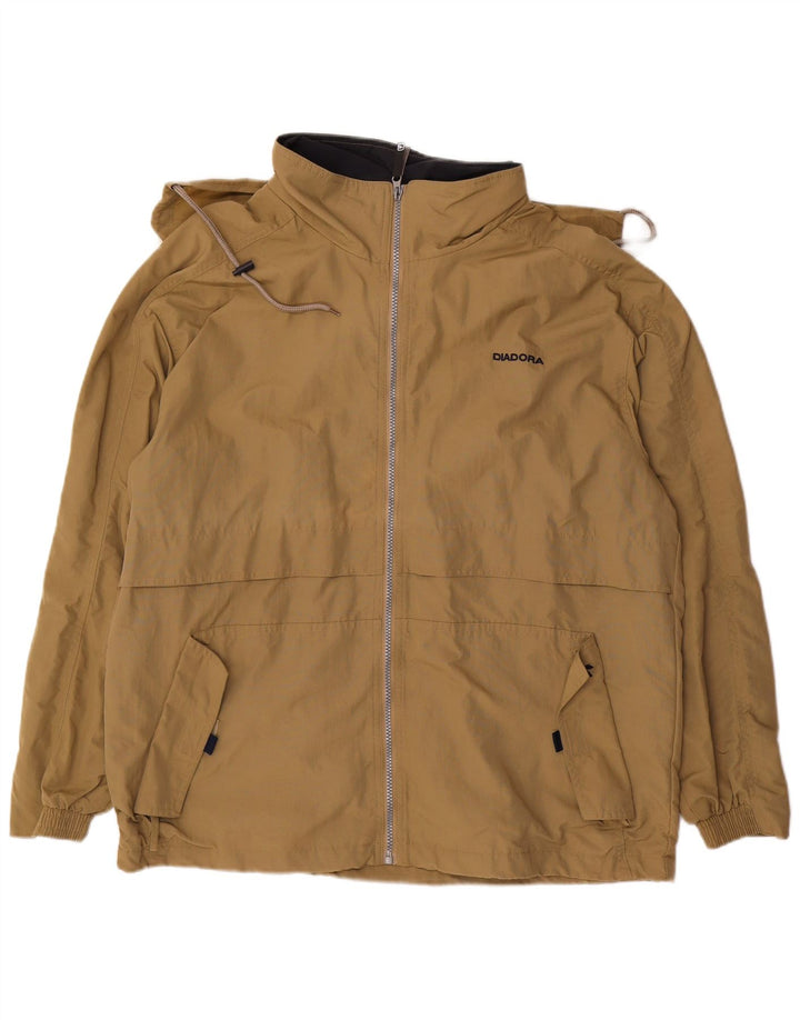 Diadora Mens Hooded Loose Fit Rain Jacket UK 38 Medium Beige Polyamide