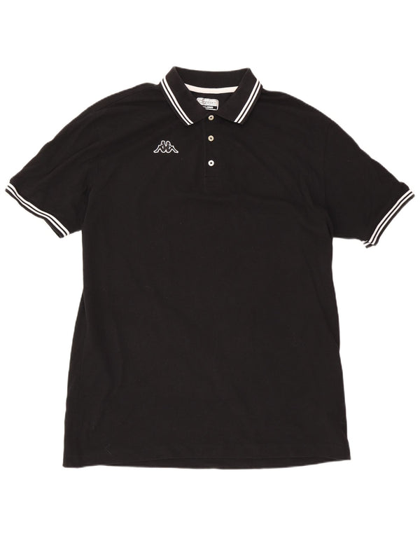 Kappa Mens Polo Shirt 3XL Black Striped Cotton