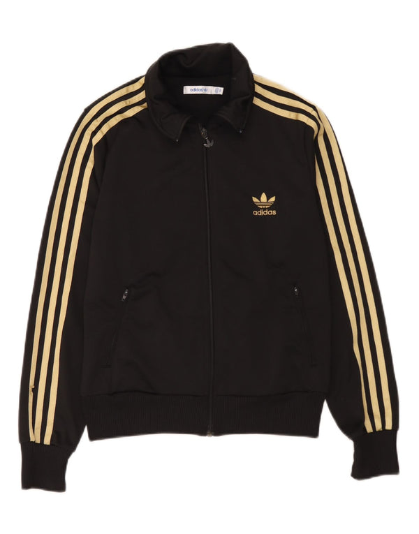 Adidas Womens Graphic Tracksuit Top Jacket EU 40 Medium Black Polyester