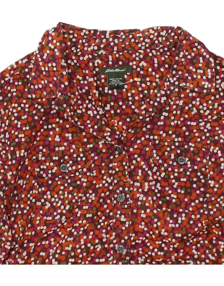 EDDIE BAUER Womens Shirt UK 12 Medium Orange Polka Dot Cotton | Vintage Eddie Bauer | Thrift | Second-Hand Eddie Bauer | Used Clothing | Messina Hembry 
