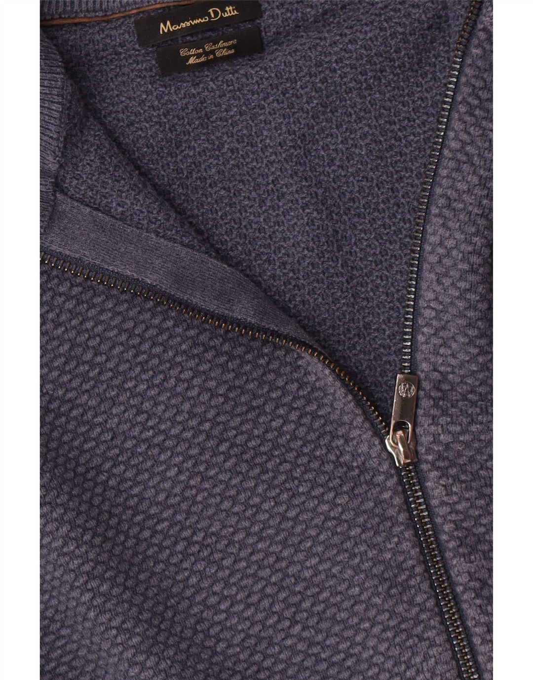 Massimo Dutti Mens Full Zip Cardigan Sweater Small Navy Blue Cotton
