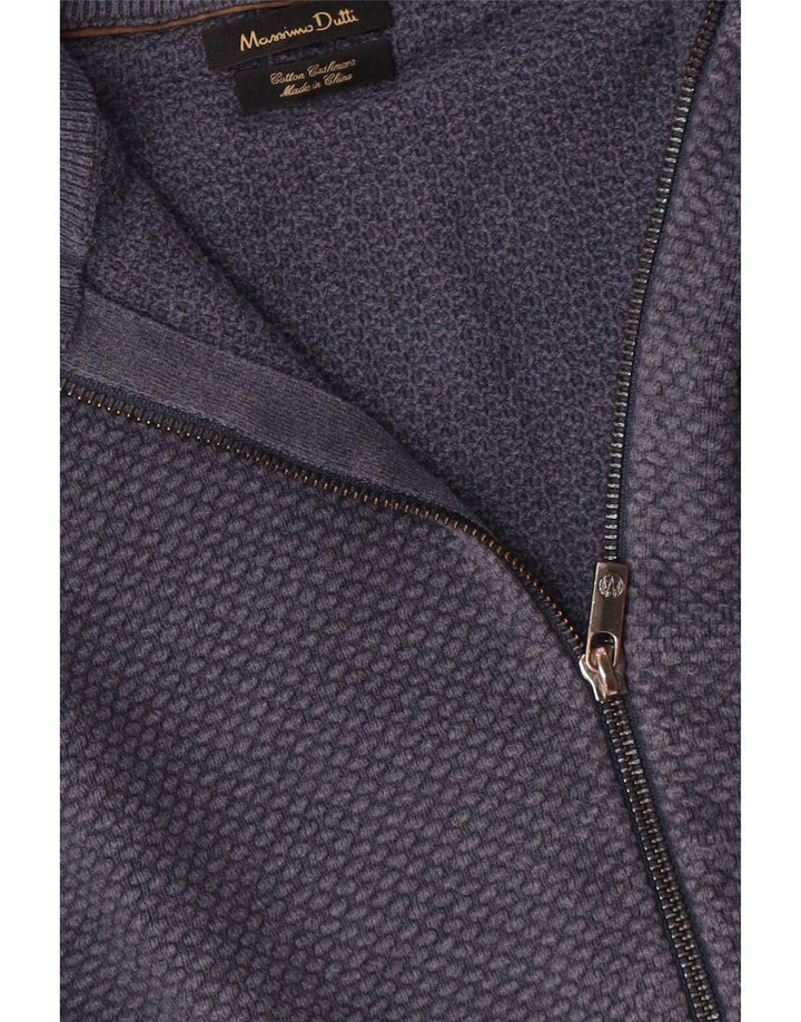 Massimo Dutti Mens Full Zip Cardigan Sweater Small Navy Blue Cotton