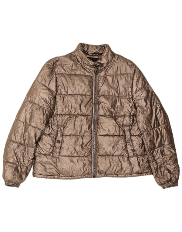 Massimo Dutti Womens Padded Jacket UK 14 Medium Gold Polyester