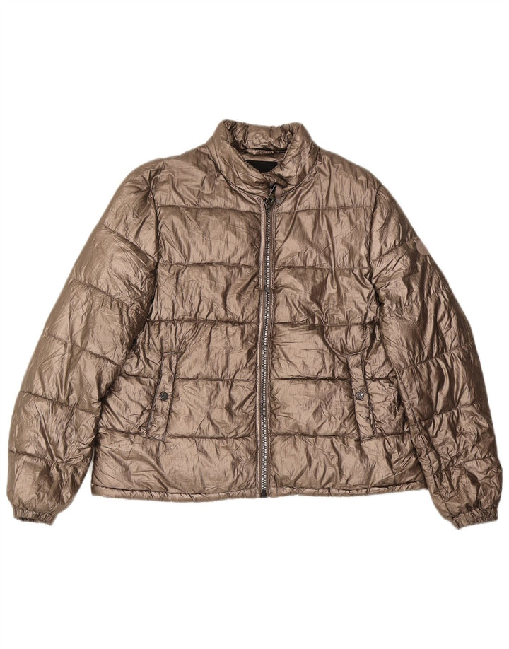 Massimo Dutti Womens Padded Jacket UK 14 Medium Gold Polyester