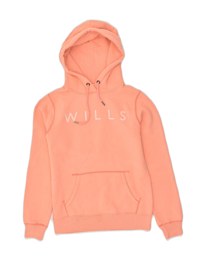 JACK WILLS Womens Graphic Hoodie Jumper UK 10 Small Orange Cotton | Vintage Jack Wills | Thrift | Second-Hand Jack Wills | Used Clothing | Messina Hembry 