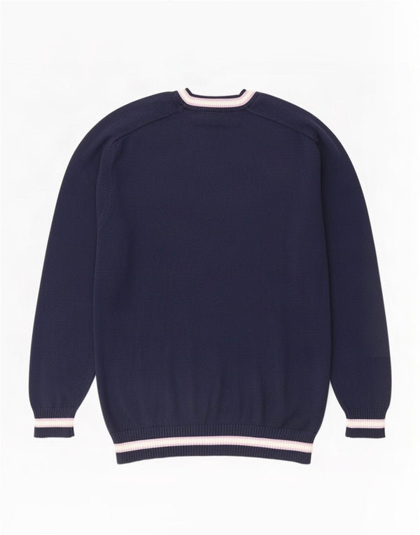 Harmont & Blaine Mens Crew Neck Jumper Sweater 2XL Navy Blue Striped Cotton