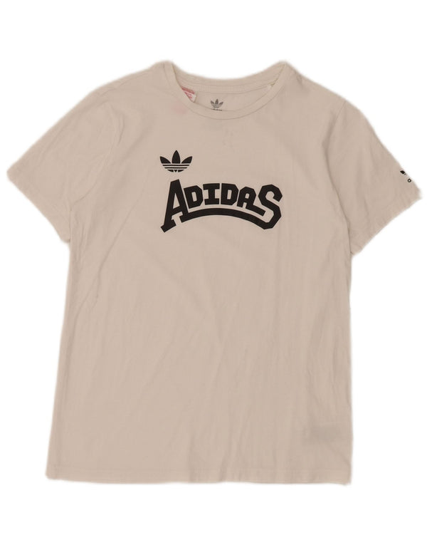 Adidas Boys Graphic T-Shirt Top 12-13 Years White Cotton