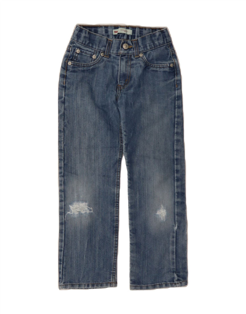 LEVI'S Boys 514 Distressed Straight Jeans 6-7 Years W20 L20 Blue Cotton Vintage Levi's and Second-Hand Levi's from Messina Hembry 