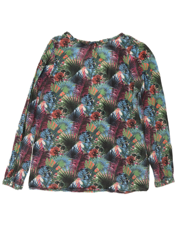 Friendtex Womens Oversized Blouse Top UK 10 Small Green Floral Hawaiian