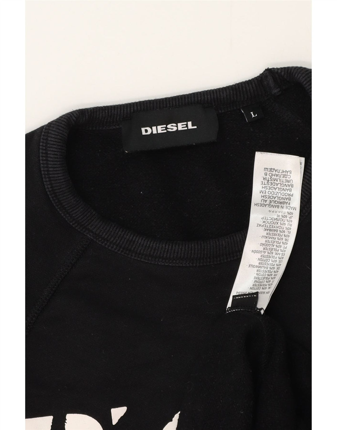 Diesel Mens Graphic Sweatshirt Jumper Large Black Cotton