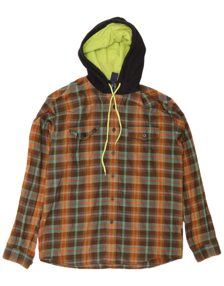 Patagonia Mens Hooded Lumberjack Shirt Small Brown Check