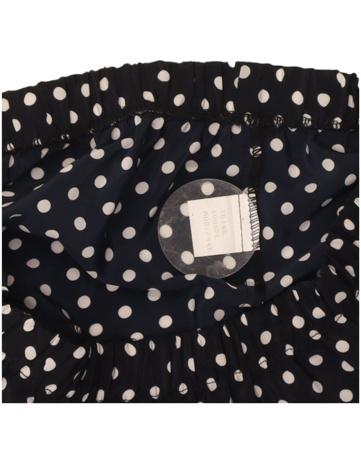 VINTAGE Womens A-Line Skirt IT 46 Large W28  Navy Blue Polka Dot Polyester