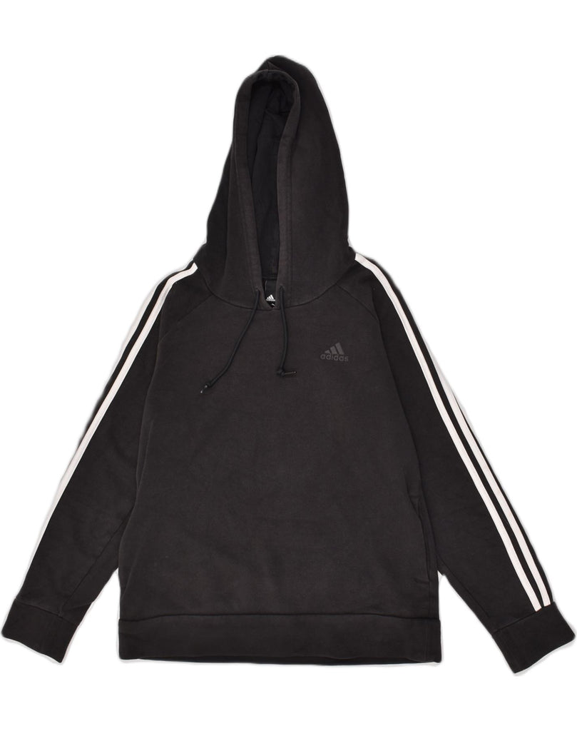 ADIDAS Womens Hoodie Jumper UK 14 Medium Black Cotton | Vintage Adidas | Thrift | Second-Hand Adidas | Used Clothing | Messina Hembry 