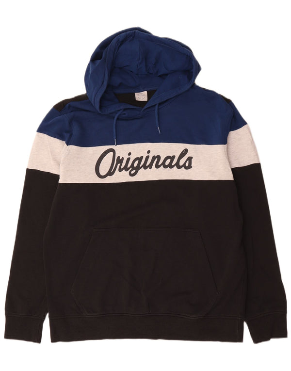 Jack & Jones Mens Graphic Hoodie Jumper XL Multicoloured Colourblock Cotton