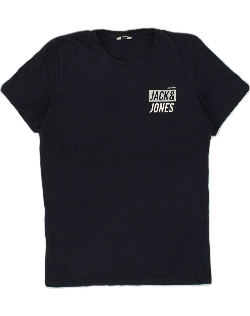 JACK & JONES Mens Core T-Shirt Top Medium Black Cotton | Vintage Jack & Jones | Thrift | Second-Hand Jack & Jones | Used Clothing | Messina Hembry 