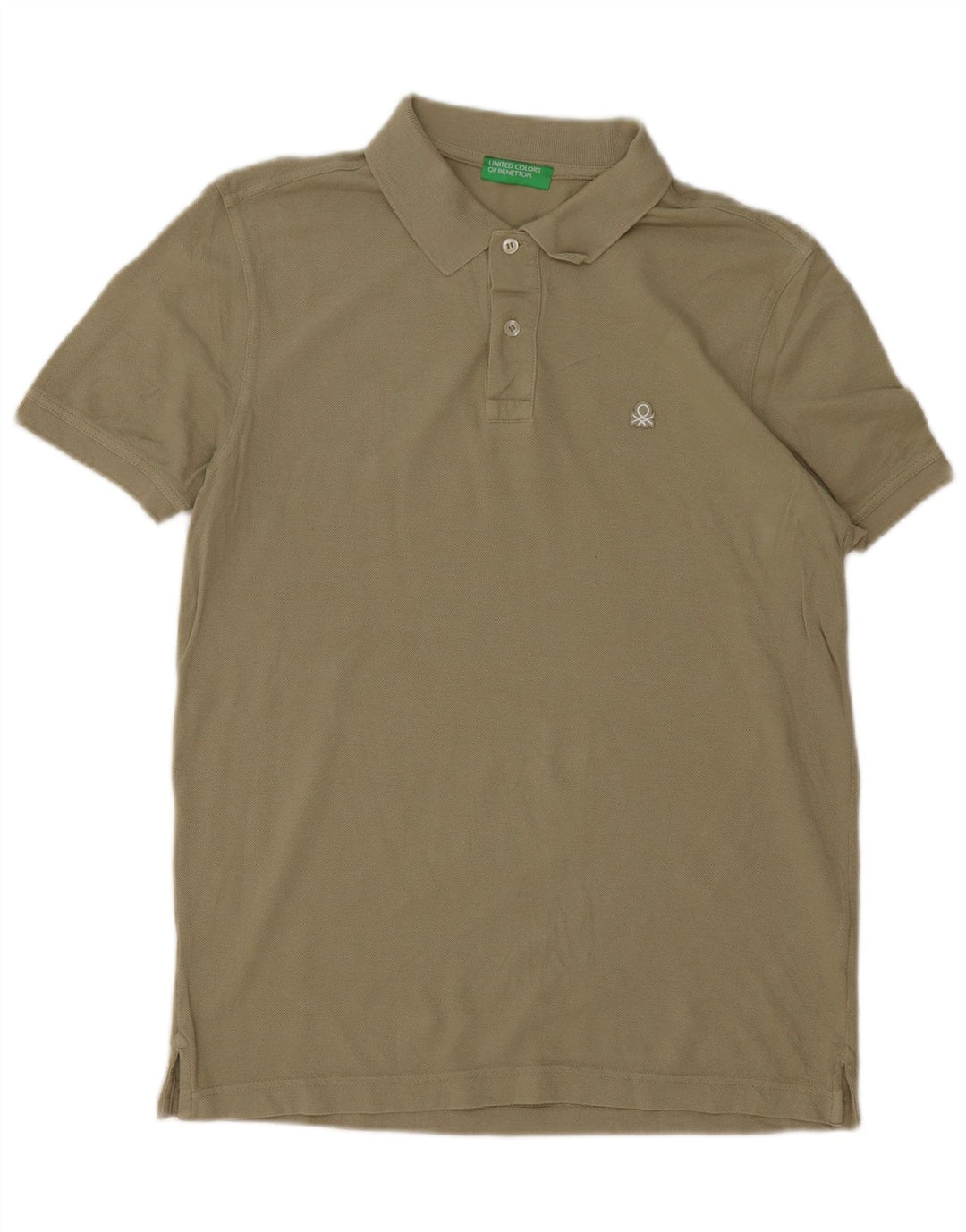 Benetton Mens Polo Shirt Medium Khaki Cotton