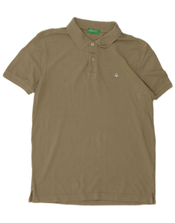Benetton Mens Polo Shirt Medium Khaki Cotton