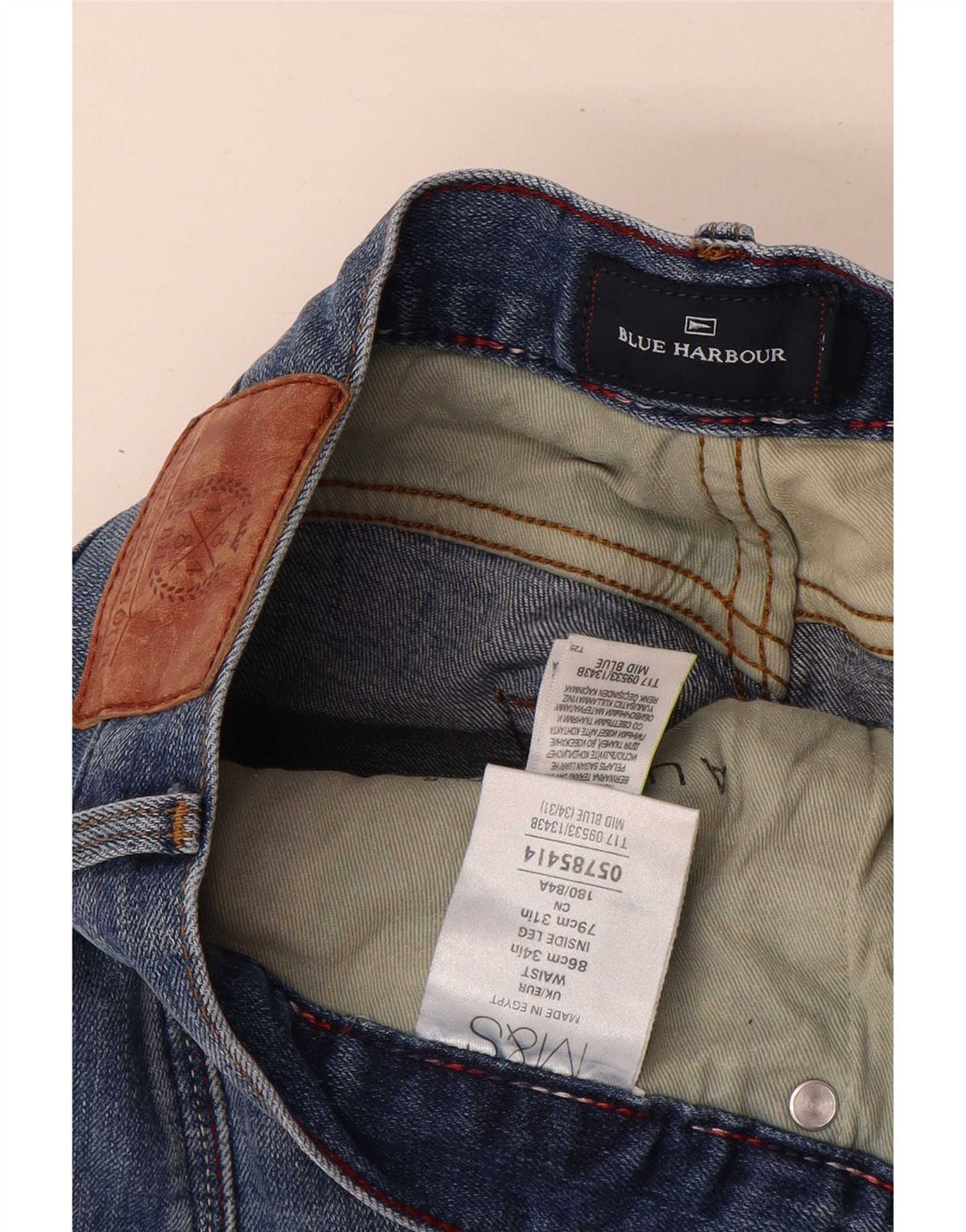 Marks & Spencer Mens Blue Harbour Straight Jeans W34 L31 Cotton